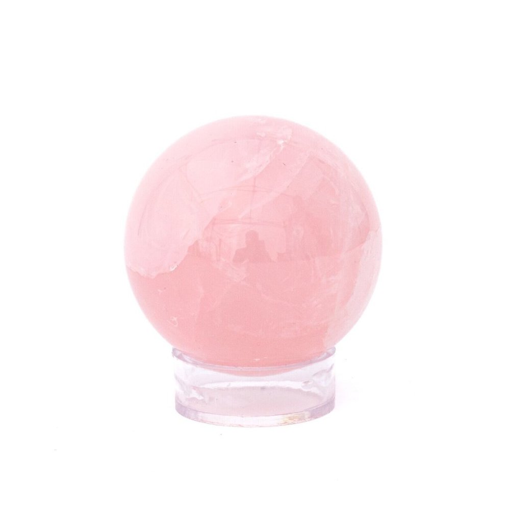40-50mm Rose Quartz Gemstone Sphere & Stand Natural Crystal Display Ball Healing